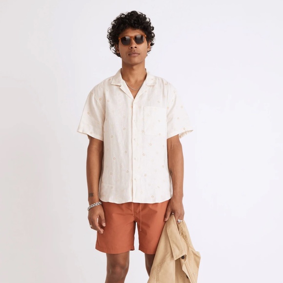 Madewell Linen Easy Short-Sleeve Shirt in Vintage Linen Print - Picture 1 of 10